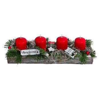 Adventsgesteck, rot, ca. B45/H13/T14 cm