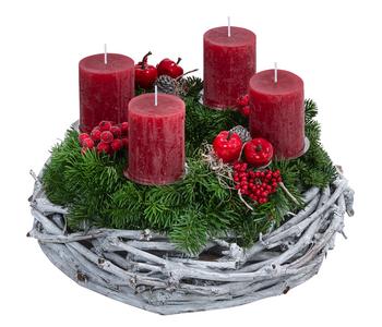 Adventskranz Rebe, rot, ca. Ø35/H20 cm