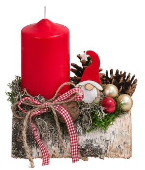 Adventsgesteck, rot, ca. B18/H20/T10 cm