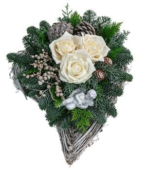 Grabgesteck aus Rebe, creme, ca. B40/H30/T35 cm
