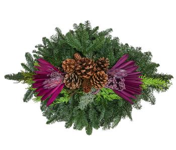 Grabbukett aus Nobilis-Tanne, rot, ca. B90/H20/T60 cm