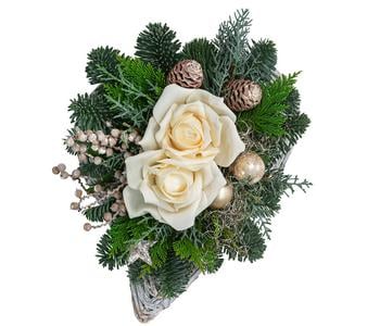 Weihnachtliches Grabgesteck, herzförmig