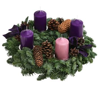 Adventskranz, lila/rosa, ca. Ø35/H17 cm