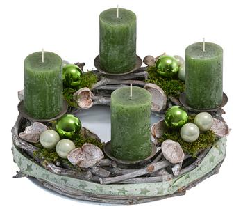 Adventskranz, grün, ca. Ø40/H20 cm