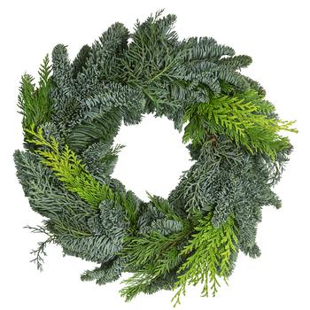 Adventskranz aus Koniferen-Mix, einseitig gebunden, ca. Ø40 cm