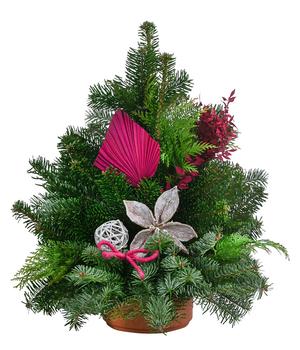 Grabgesteck in Ton-Schale, pink, ca. B40/H40/T25 cm