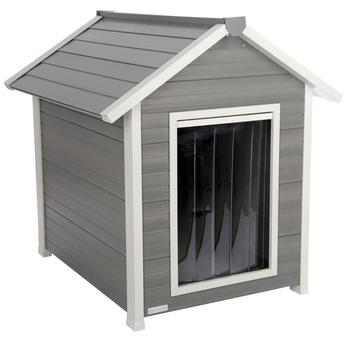 KERBL Hundehütte ECO Hendry, ca. B101/H98/T88 cm, Grau, Weiß - Holz, Kunststoff
