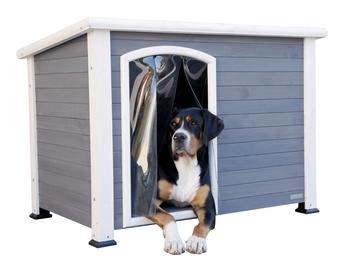 KERBL Hundehütte Kenny, ca. B77/H81/T113 cm, Grau / Weiß - Holz Kunststoff