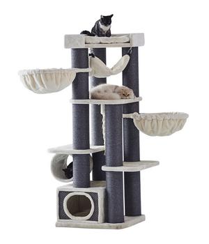 Nobby Kratzbaum Chilo, creme/grau, ca. B82/H165/T62 cm, Creme / Grau - Sisal Plüsch
