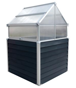 Westmann Hochbeet Store & Grow, ca. B120/H169/T120 cm, Dunkelgrau / Silber - Stahl Aluminium Polycarbonat