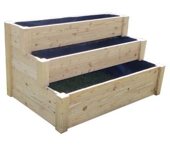 Westmann Holz-Treppenhochbeet Premium, ca. B120/H64/T76 cm, Natur - Lärchenholz