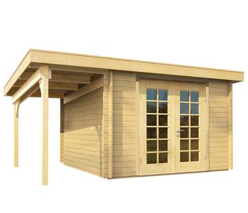 Wolff Finnhaus Gartenhaus Pulti 34-B Typ 3, inkl. Seitendach A, ca. B480/H217/T300 cm, Natur - Fichtenholz
