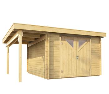 Wolff Finnhaus Gartenhaus Pulti 34-B Typ 4, inkl. Seitendach A, ca. B480/H217/300 cm, Natur - Fichtenholz