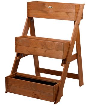 dobar Holz-Pflanztreppe, ca. B70/H90/T60 cm, Braun - Kiefernholz / Kunststoff