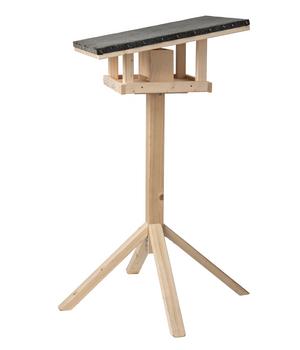 Dehner Natura Premium Futterhaus Rofan, natur, inkl. Ständer Alpstein, ca. B84,3/H129,7/T84,3 cm, Natur / Schwarz - Fichtenholz Bitumen