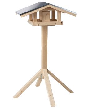 Dehner Natura Premium Futterhaus Karwendel, natur, inkl. Ständer Alpstein, ca. B84,3/H127,2/T84,3 cm