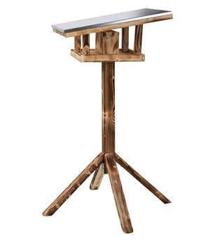 Dehner Natura Premium Futterhaus Rofan, geflammt, inkl. Ständer Alpstein, ca. B84,3/H129,7/T84,3 cm