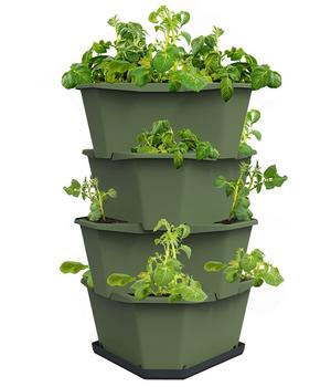 Gusta Garden Kartoffelturm Paul Potato Starter, 4 Etagen, ca. B44/H65/T44 cm, Dunkelgrün - Polypropylen