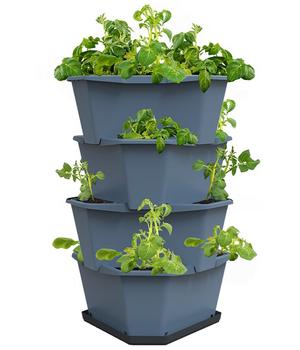 Gusta Garden Kartoffelturm Paul Potato Starter, 4 Etagen, ca. B44/H65/T44 cm, Blau - Polypropylen