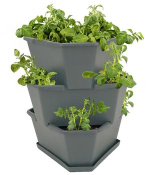 Gusta Garden Kartoffelturm Paul Potato Starter, 3 Etagen, ca. B44/H50/T44 cm, Dunkelgrau - Polypropylen