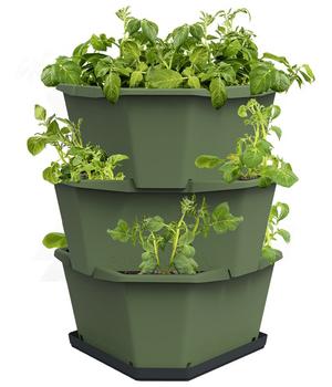 Gusta Garden Kartoffelturm Paul Potato Starter, 3 Etagen, ca. B44/H50/T44 cm, Dunkelgrün - Polypropylen