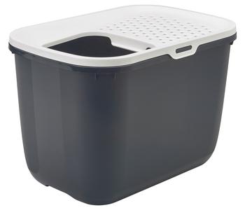 SAVIC Katzentoilette Hop In inkl. Deckel, ca. B58,5/H39,5/T39 cm, Grau - Kunststoff