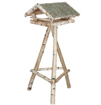 Dehner Natura Premium Futterhaus Nürnberg mit Heudach, inkl. Ständer Birkenholz, ca. B60/H130/T60 cm