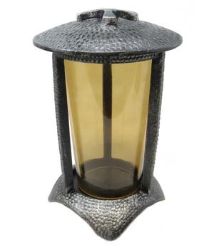 Moll Grablampe, Guss/Glas, silber, ca. H20 cm - Gusseisen / Glas