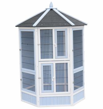 Dehner Lieblinge Vogelvoliere Santorini, weiß/blau, ca. Ø132/H180 cm