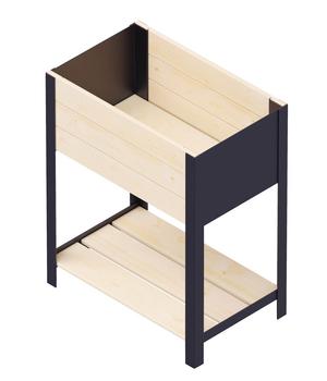 Upyard Holz-Pflanzkasten ModernBox mit Ablage, ca. B58/H72/T36 cm, Natur - Holz, Stahl