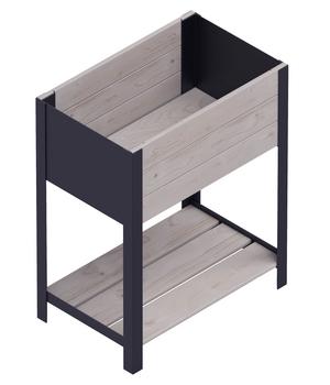 Upyard Holz-Pflanzkasten ModernBox mit Ablage, ca. B58/H72/T36 cm, Grau - Holz, Stahl