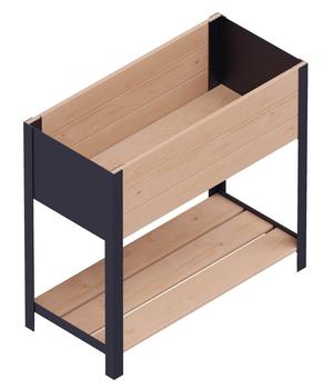 Upyard Holz-Pflanzkasten ModernBox mit Ablage, ca. B78/H72/T36 cm, Braun - Holz / Stahl