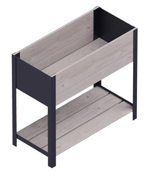 Upyard Holz-Pflanzkasten ModernBox mit Ablage, ca. B78/H72/T36 cm, Grau - Holz, Stahl