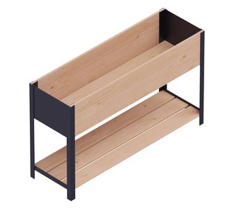 Upyard Holz-Pflanzkasten ModernBox mit Ablage, ca. B118/H72/T36 cm, Braun - Holz, Stahl