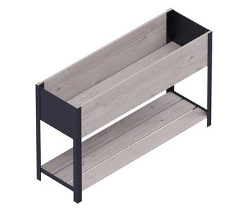 Upyard Holz-Pflanzkasten ModernBox mit Ablage, ca. B118/H72/T36 cm, Grau - Holz / Stahl