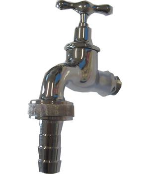 Tomco Messing-Wasserhahn 3/4 Zoll, ohne Rosette, ca. H17/B4/T15 cm, Silber - Messing