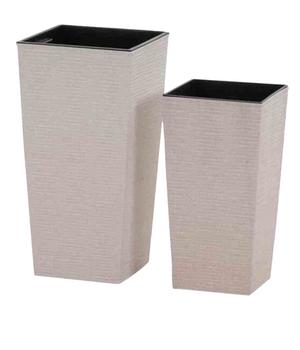 Siena Garden Kunststoff-Topf-Set ECO Nizza, konisch, weiß, ca. B25/H46,5/T25 & B30/H57/T30 cm, 2-teilig