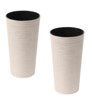 Siena Garden Kunststoff-Topf ECO Locon, konisch, weiß, ca. Ø25/H46,5 cm, 2er-Set