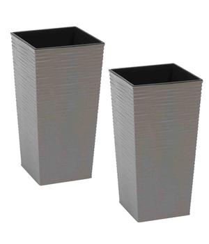Siena Garden Kunststoff-Topf ECO Nizza, konisch, grau, ca. B25/H46,5/T25 cm, 2er-Set - Kunststoff