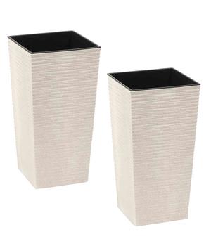 Siena Garden Kunststoff-Topf ECO Nizza, konisch, weiß, ca. B25/H46,5/T25 cm, 2er-Set