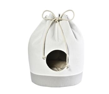 Dehner Lieblinge Kuschelhöhle Seabag, ca. Ø45/H60 cm, Weiß / Beige Hellgrau - Polyester