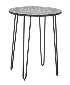 Dehner Mosaiktisch Madeleine, ca. Ø60/H60 cm, Dunkelgrau - Stahl / Zement Stein