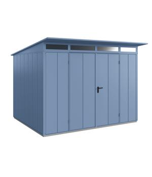 Hörmann Berry-Gerätehaus Modern-P Typ 3, ca. B312,7/H232,3/T283,4 cm, Taubenblau - Metall / Aluminium Stahl Acryl