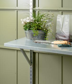 Hörmann Klapptisch-Set, inkl. Regalhalter-Set lang, Silber - Metall