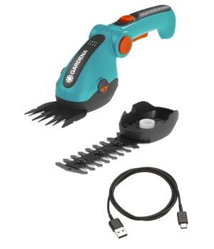 GARDENA Akku-Gras- und Strauchschere ComfortCut Li, Türkis / Schwarz Orange