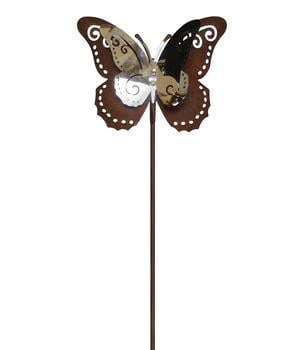 Dehner Metall-Dekostab Schmetterling, ca. H91 cm, Dunkelbraun - Stahl