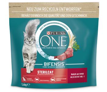 PURINA ONE® Trockenfutter für Katzen Sterilcat, Adult, Rind