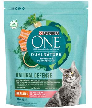 3 x PURINA ONE® Trockenfutter für Katzen DualNature Natural Defense Sterilcat, Adult, Spirulina & Lachs, 650 g - Mindestbestellmenge: 3 Stk.