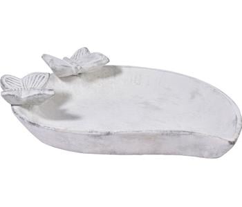 dobar® wildlife Vogeltränke Foglia, Keramik, weiß, ca. B37/H4,5/T28 cm