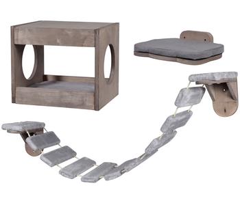 dobar® petlife Katzenmöbelset, inkl. Leiter, Höhle und Liegefläche, 3-teilig